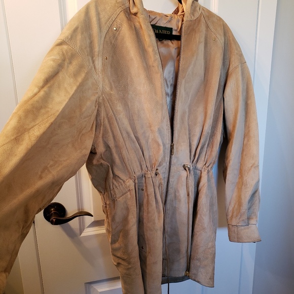 DANIER Beige Suede Utility Hooded Jacket - Picture 2 of 8